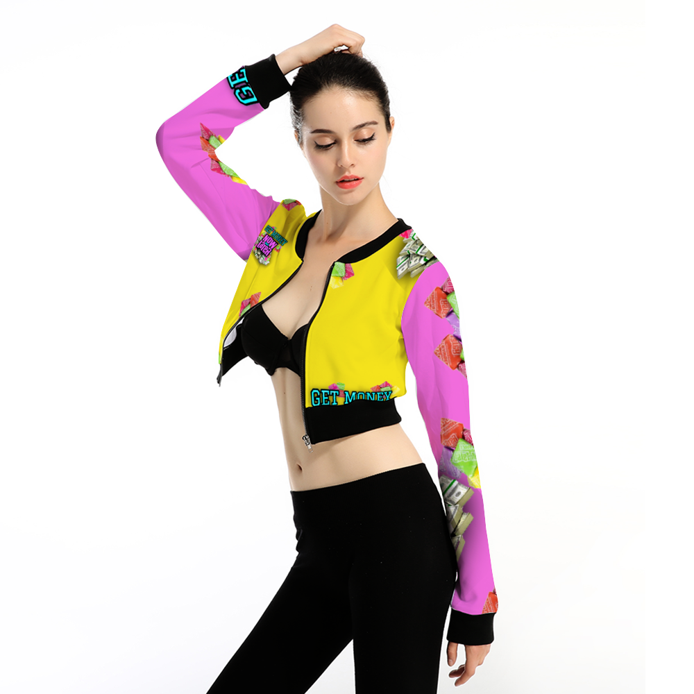 GET MONEY CANDY Women's Crop Jacket Yellow Pink