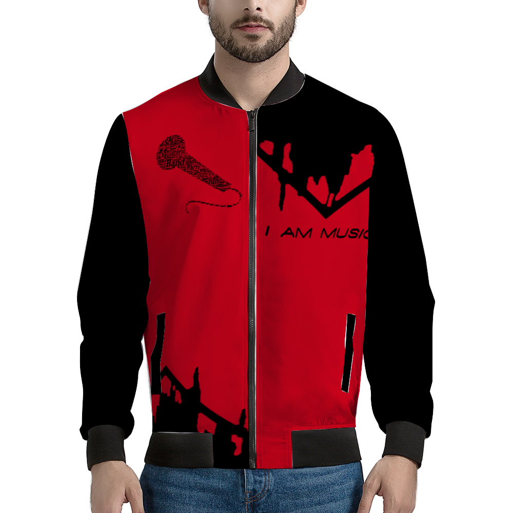 I AM MUSIC Bomber Jacket RED BLK