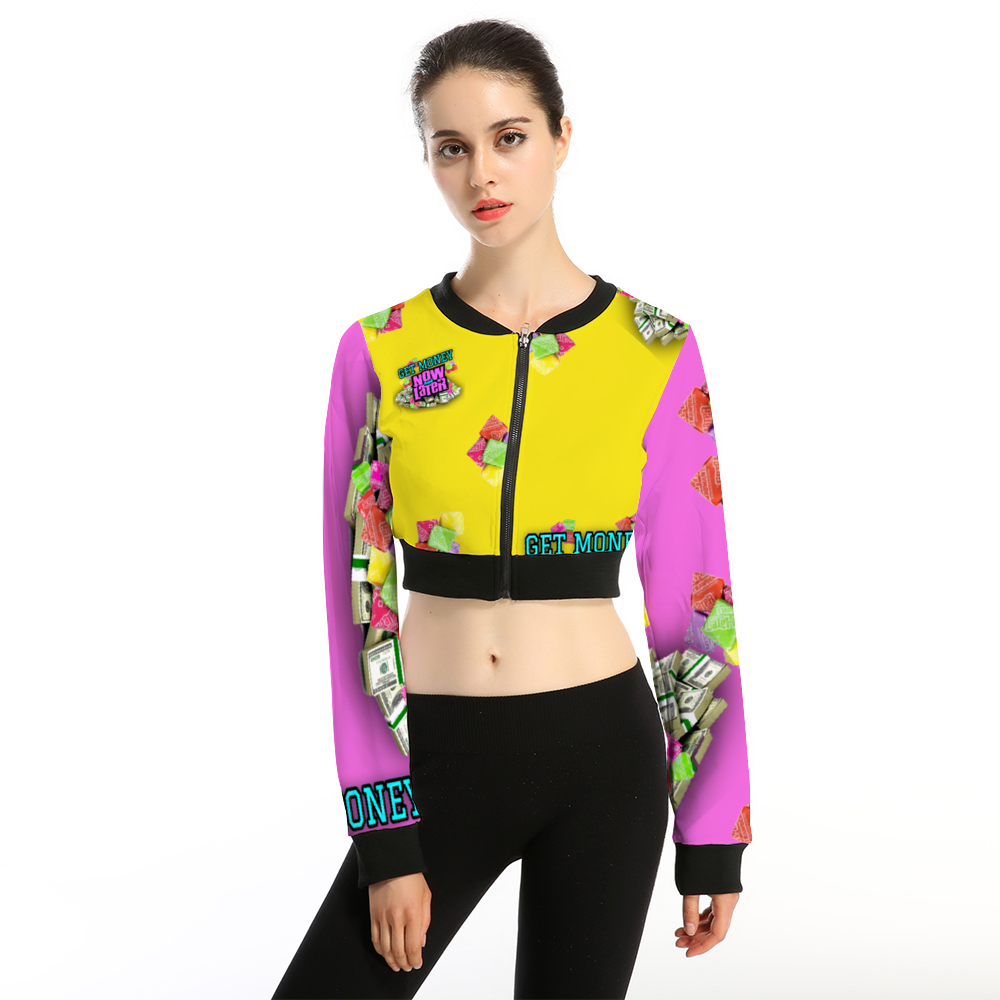 GET MONEY CANDY Women's Crop Jacket Yellow Pink