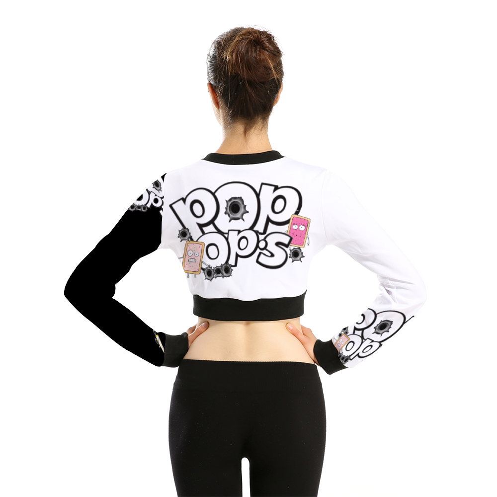 POP OP'S Women's Crop Jacket Black White