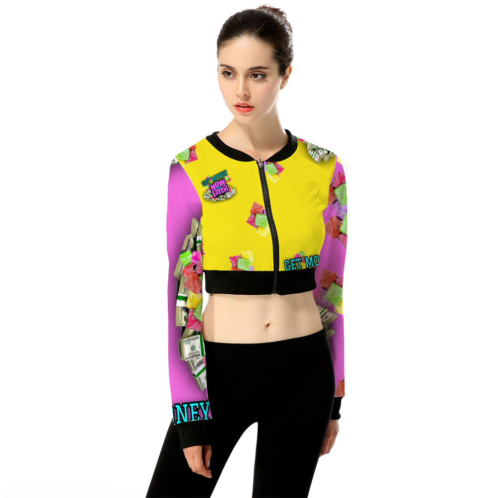 GET MONEY CANDY Women's Crop Jacket Yellow Pink