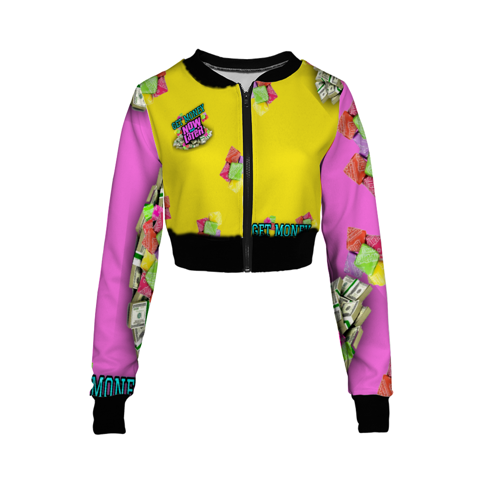 GET MONEY CANDY Women's Crop Jacket Yellow Pink