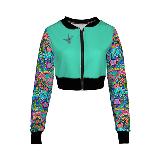 Never Sober Paisley Women's Crop Jacket green