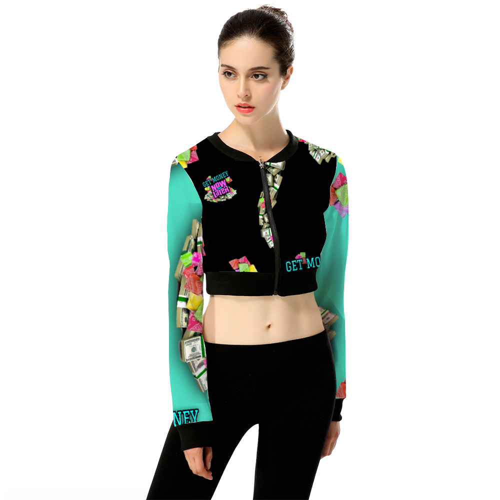 GET MONEY CANDY Women's Crop Jacket Mint Black