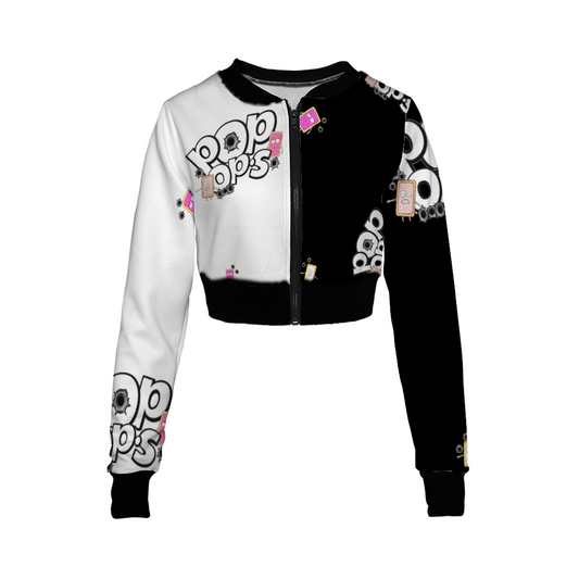 POP OP'S Women's Crop Jacket Black White