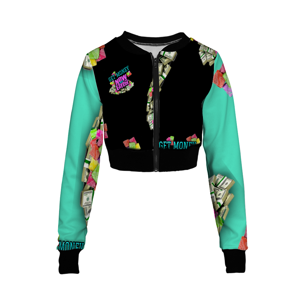 GET MONEY CANDY Women's Crop Jacket Mint Black