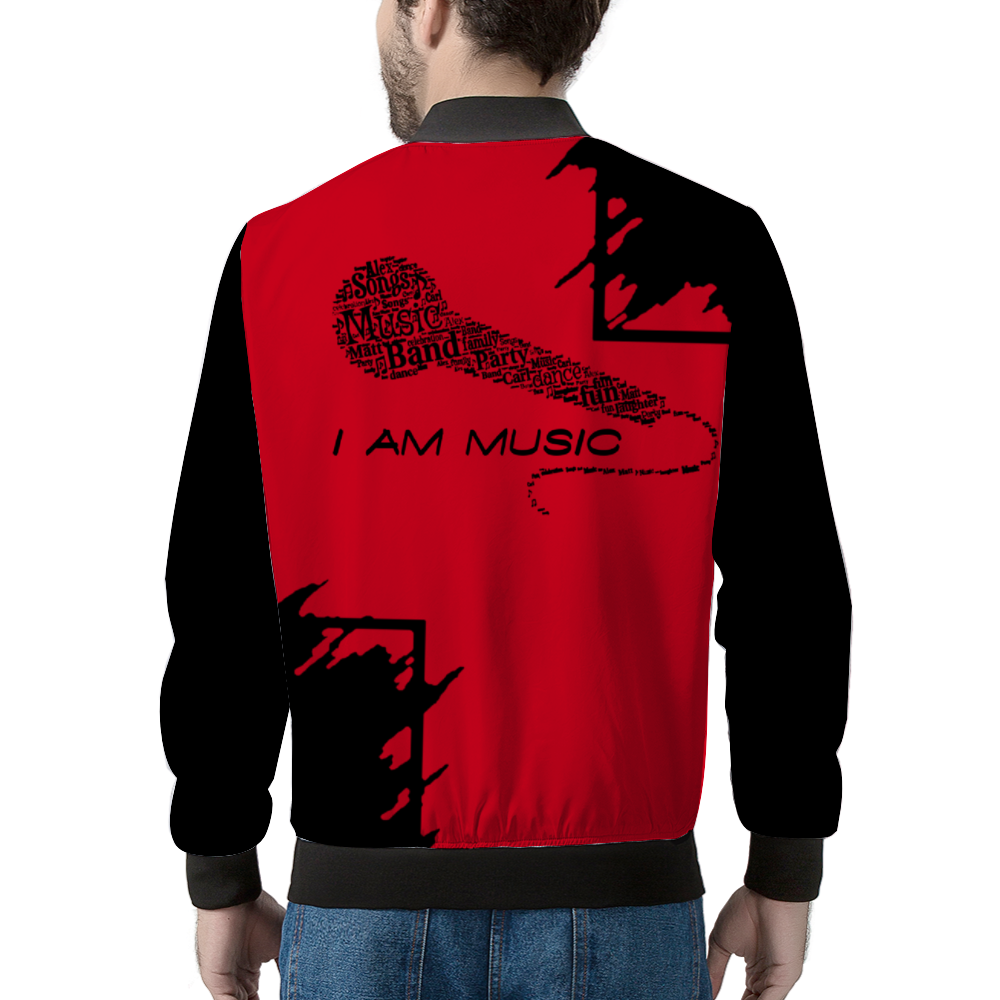 I AM MUSIC Bomber Jacket RED BLK