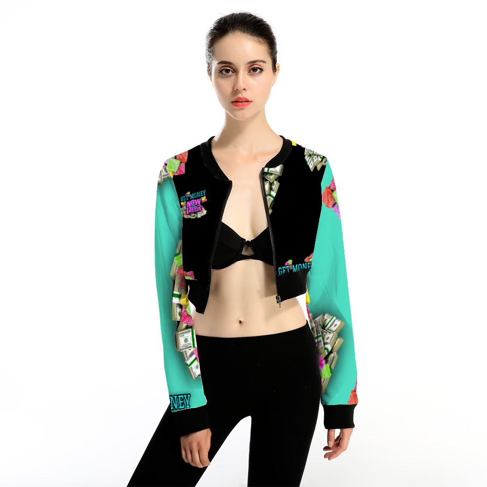 GET MONEY CANDY Women's Crop Jacket Mint Black