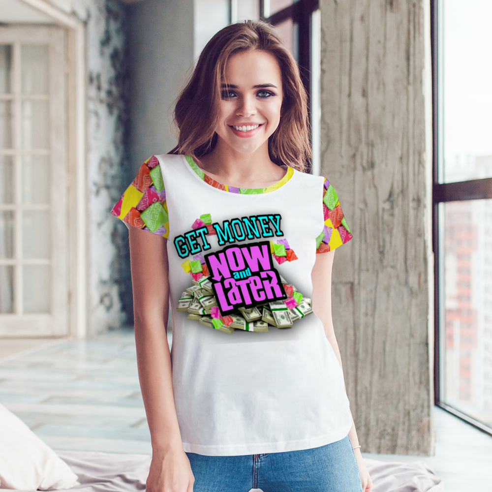 UNISEX GET MONEY T-Shirt WHITE PINK MULTI COLOR