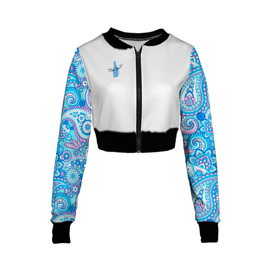 Never Sober Paisley Women's Crop Jacket White