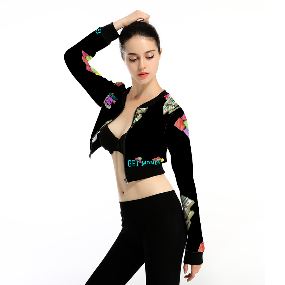 GET MONEY CANDY Women's Crop Jacket Black
