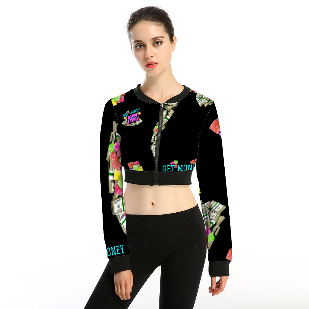 GET MONEY CANDY Women's Crop Jacket Black