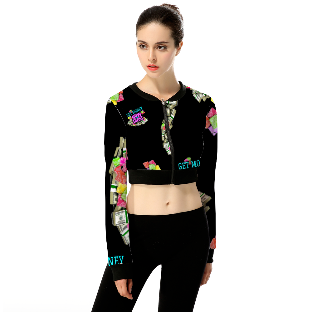 GET MONEY CANDY Women's Crop Jacket Black