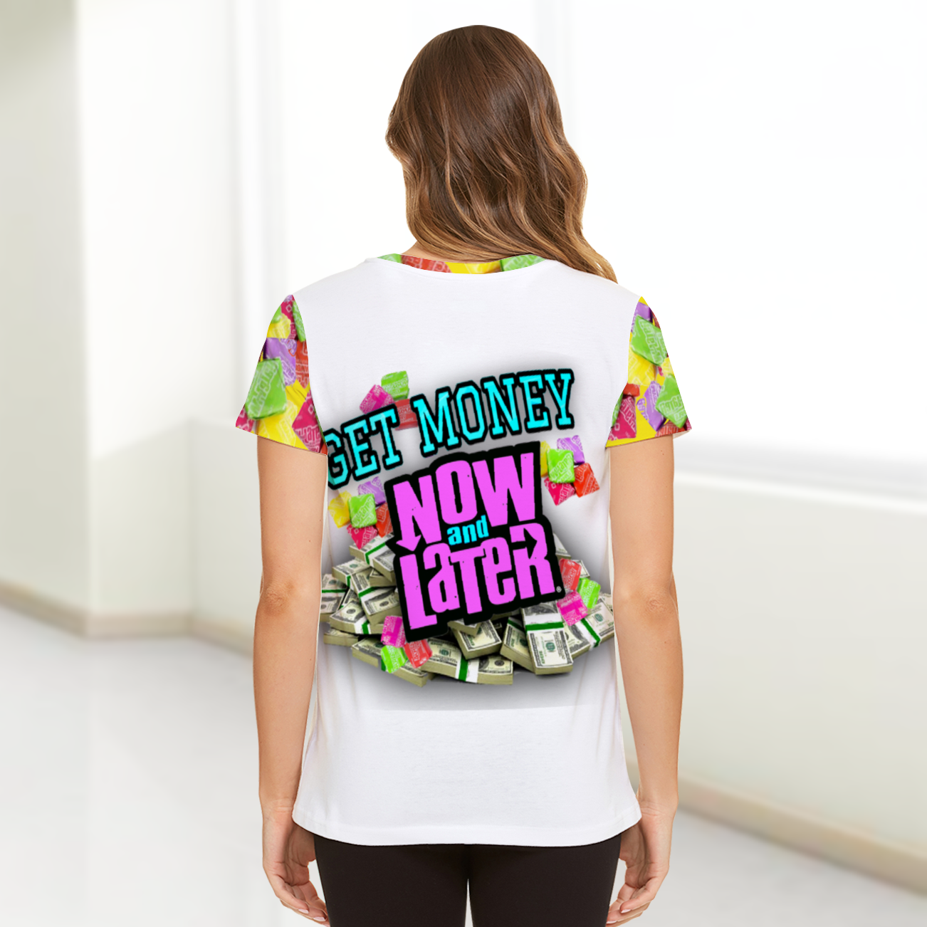 UNISEX GET MONEY T-Shirt WHITE PINK MULTI COLOR