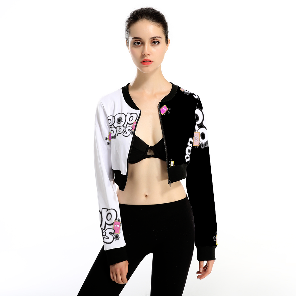 POP OP'S Women's Crop Jacket Black White