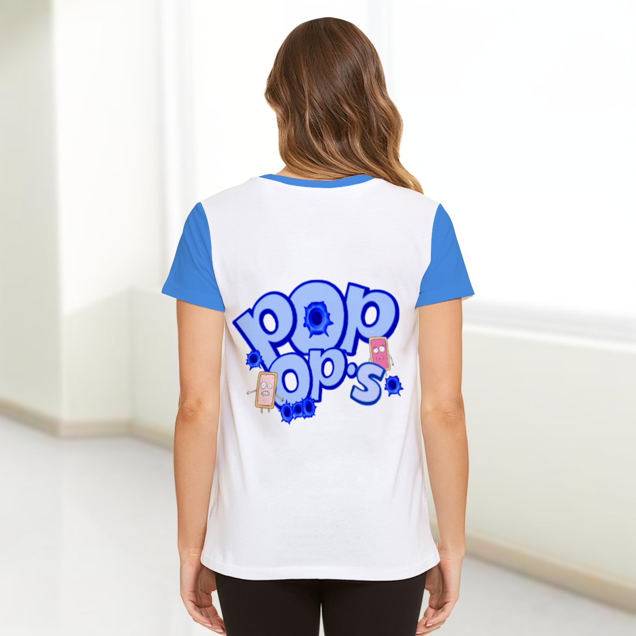 UNISEX POP OPS T-Shirt WHITE BLUE