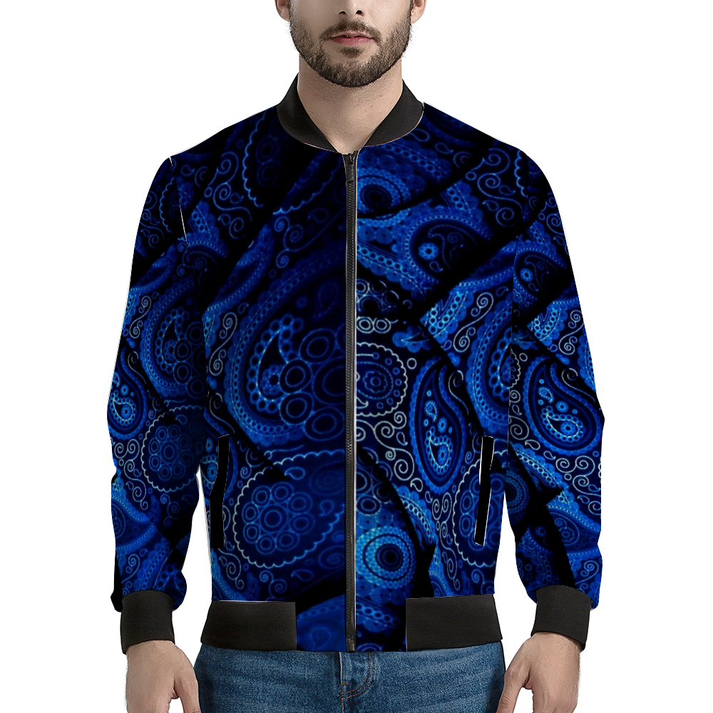 Never Sober Paisley Casual Bomber Jacket Black