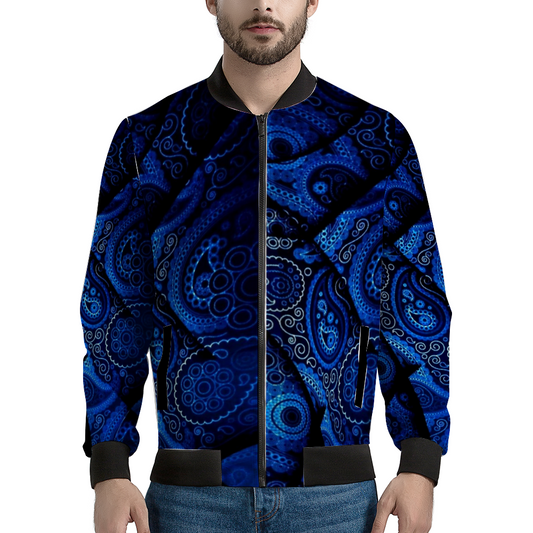 Never Sober Paisley Casual Bomber Jacket Black