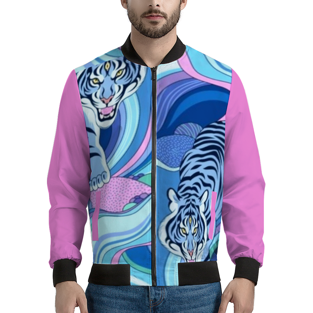 THIRD EYE TIGER  Bomber Jacket BLUE PINK