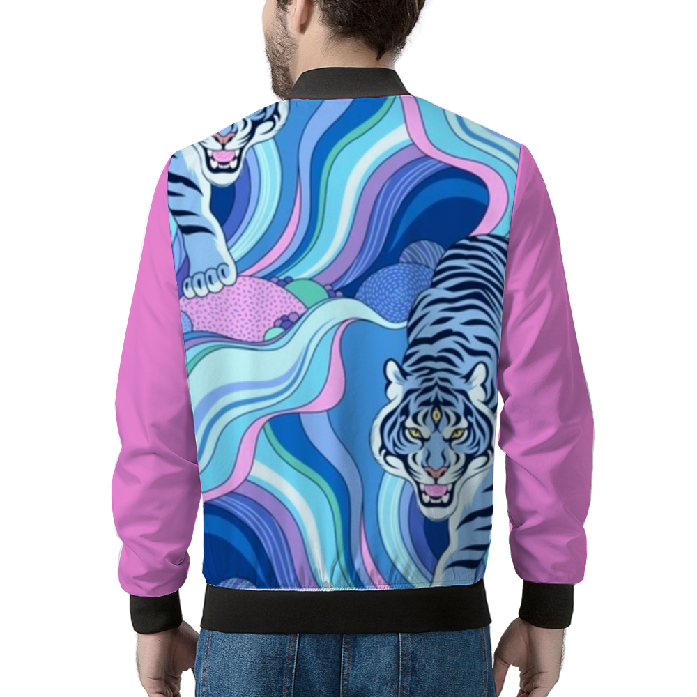 THIRD EYE TIGER  Bomber Jacket BLUE PINK