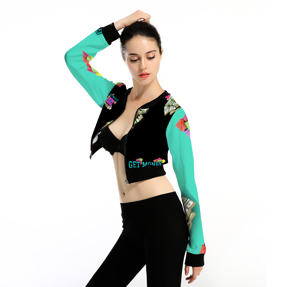 GET MONEY CANDY Women's Crop Jacket Mint Black