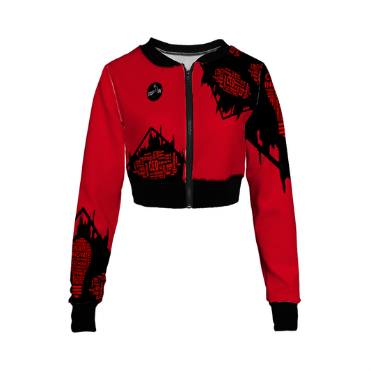 *Custom Women's CEO Long Sleeve Crop Jacket RED