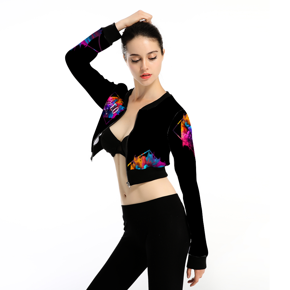 *Custom Women's Colorful SHE E O  Crop Jacket