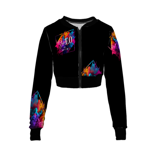 *Custom Women's Colorful SHE E O  Crop Jacket