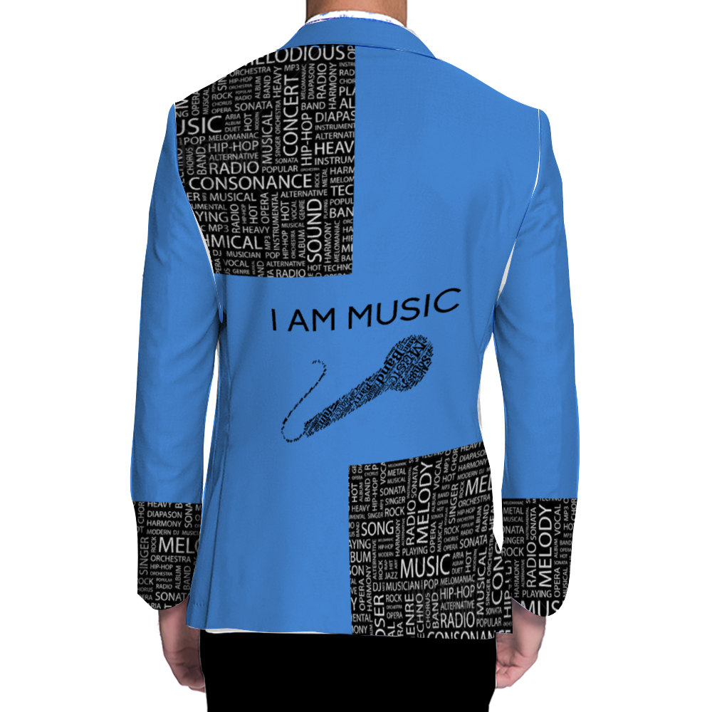 *I AM MUSIC Fashion Blazer (BLUE & BLACK)