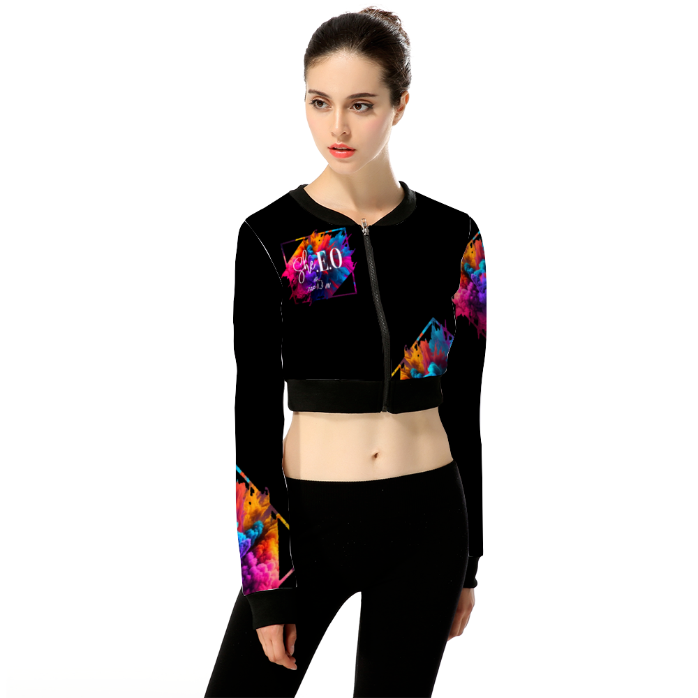 *Custom Women's Colorful SHE E O  Crop Jacket