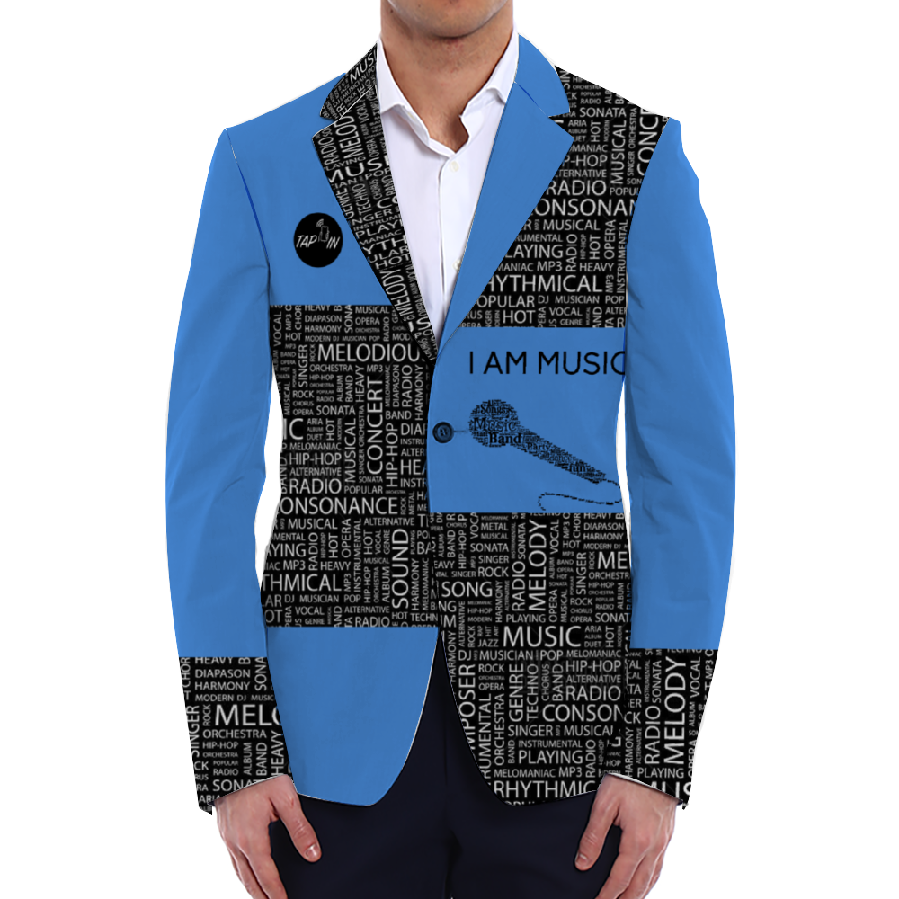 *I AM MUSIC Fashion Blazer (BLUE & BLACK)